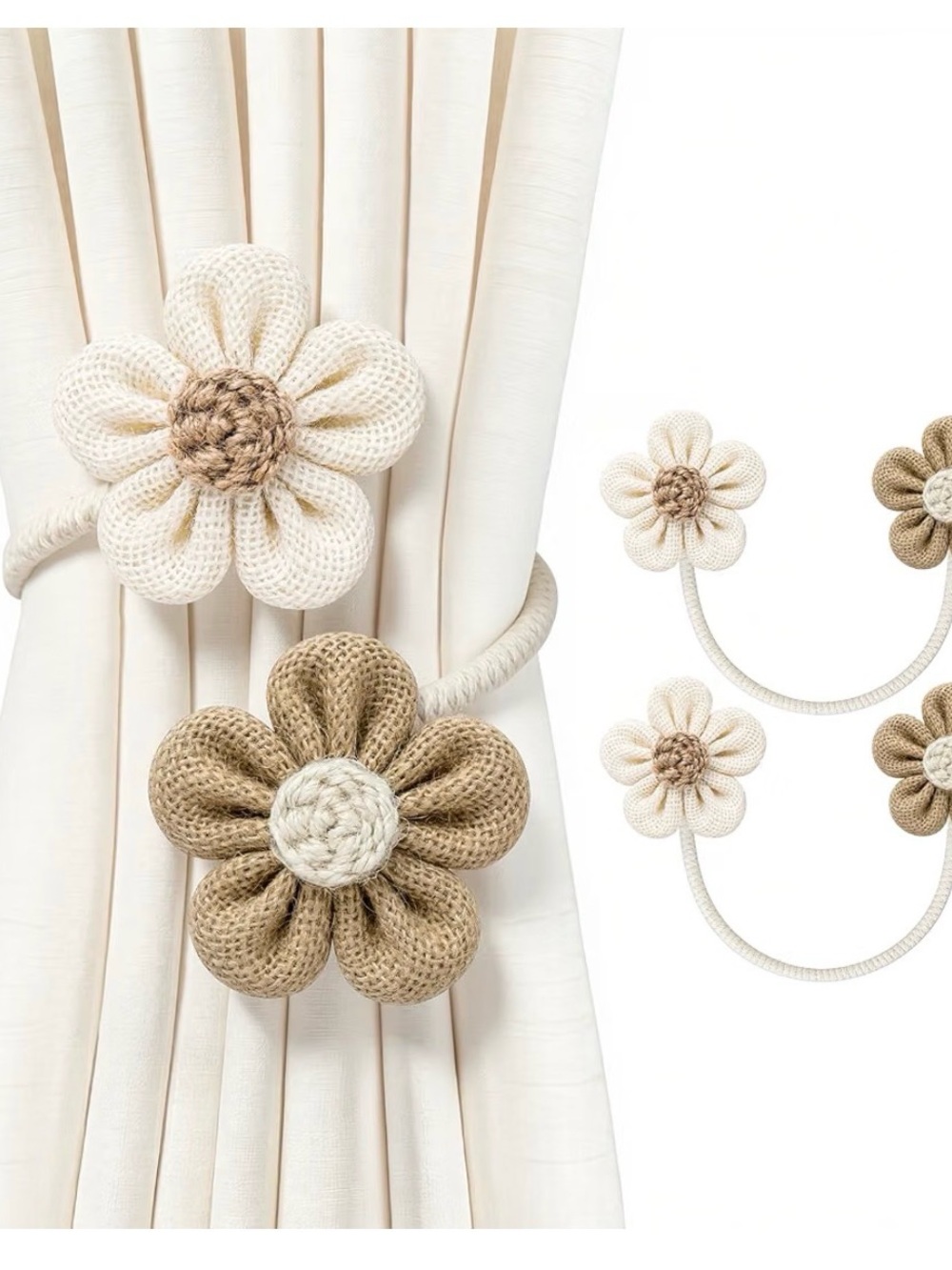 VIS'V Curtain Tiebacks, Boho Curtain Holdbacks, Cream and Khaki, 2 Pcs
Linen Cot